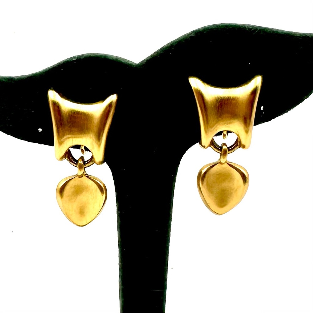 Vintage 1980’s Anne Klein Matte Gold Tone Ear Clip Earrings